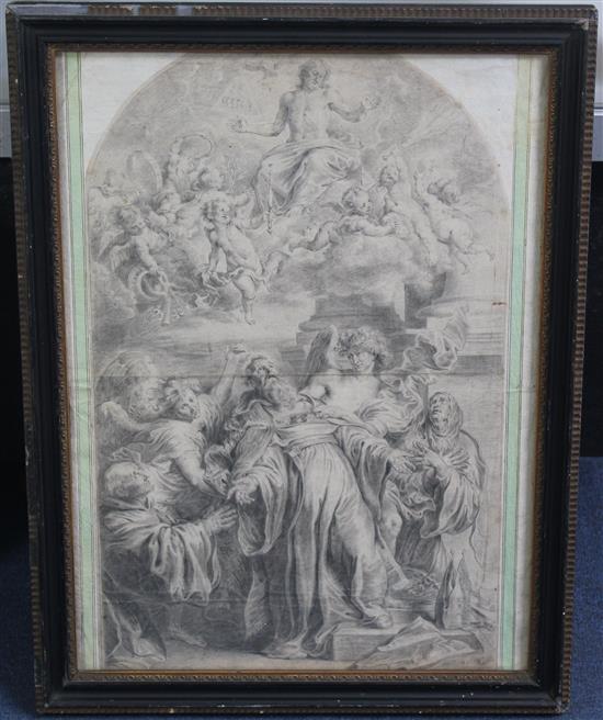 Old Master Saint and Christ in majesty, 18.5 x 11.75in.